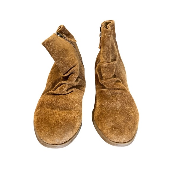 Franco Sarto Wedge Booties Womens 9.5 Chestnut Brown Suede Leather Fall Shoe - Picture 2 of 9